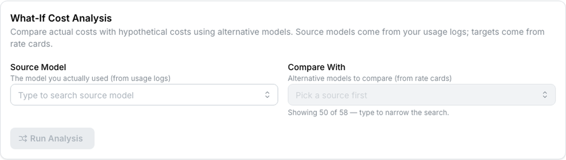 What-if cost analysis: claude-haiku-4 compared against mistral, gpt-4o-mini and o3-mini with hypothetical cost and savings
